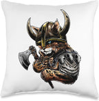 Viking Cat Scandinavian Norse Mythology Throw Pillow