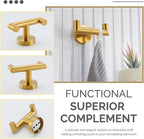 Angle Simple Bathroom Double Hook Brushed Gold, SUS304 Stainless Steel Bath Towel Holder, Double Robe Hanger Wall Mount