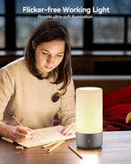 Table Lamp, [Advanced] Bedside Touch Control Lamp for Bedroom 3 Level Dimmable Warm White Lights with 256 RGB Color Mode Modern Deisgn Smart Nightstand Desktop LED Lamps Portable for Read