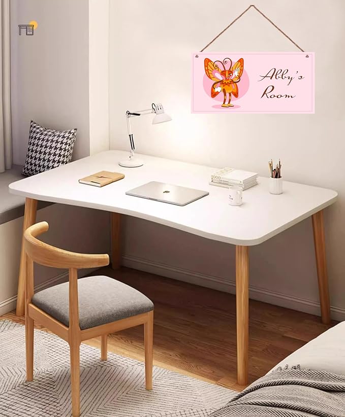 Personalized Cartoon Animal Sign Butterfly Room Door Sign for Boys Bedroom Kids Room Nursery Wall Art Decor Custom Name Art Wooden Plaque for Little Man Cave