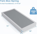 Twin Box Spring - 7 Inch High Profile Box Spring for Twin Bed, Sturdy Metal Frame Mattress Foundation, Easy Assembly, Quiet & Noise-Free