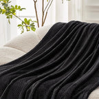 Exclusivo Mezcla Fleece Bed Blanket Twin Size, Super Soft and Warm Blankets for Couch, Sofa and Bed Waffle Textured, Cozy, Fuzzy and Lightweight (Black, 60x80 inches)