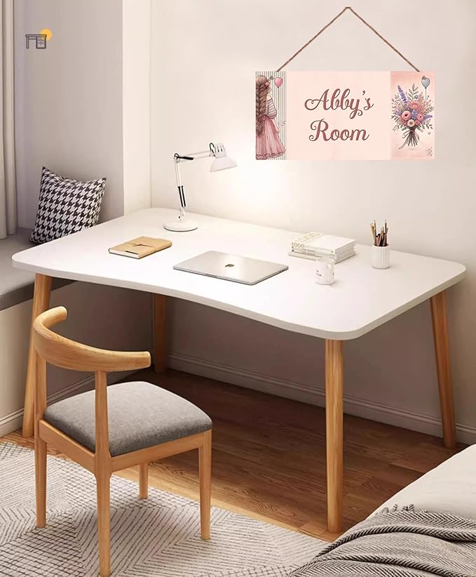 Personalized Name Sign Girl and Flowers Decor For Girls Room Baby Nursery Kids Bedroom Wood Plaque Hanging Wall Art Decor For Boys Room