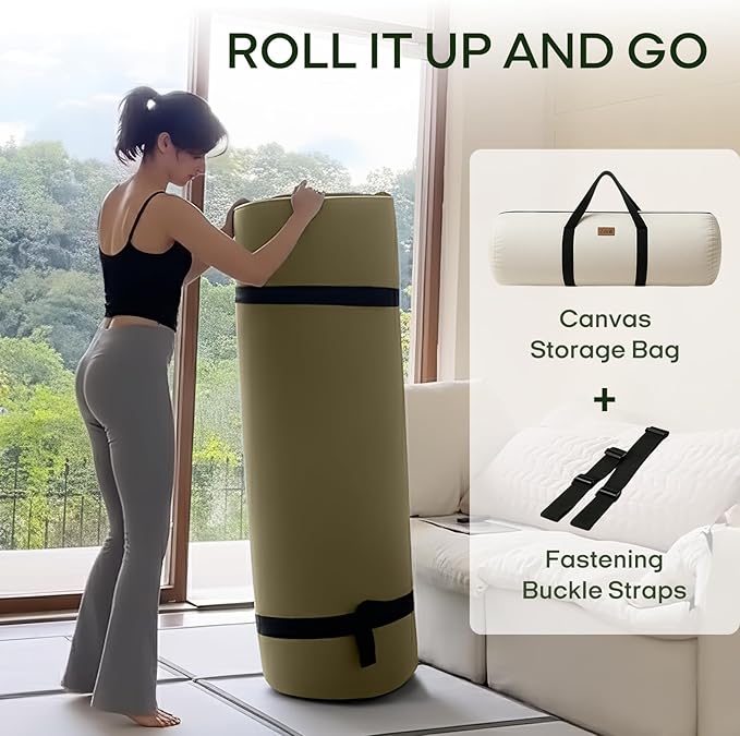 ZonLi Japanese Floor Futon Mattress Full Size 75"x 54", 100% Cotton Cover 2.5'' Thicken Tatami Mattress, Foldable Sleeping Pad, Portable Dormitory Tatami Mat, Roll Up Floor Lounger Bed for Adult