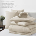CozyLux California King Comforter Sets Oatmeal, 7 Pieces Cal King Bed in a Bag, All Season Bedding Sets with Stitch Quilted Comforter, Flat Sheet, Fitted Sheet, Pillowcases