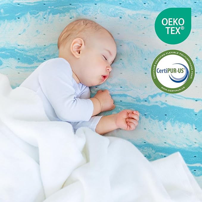 Mattress Topper Twin XL, 2 Inch Gel Memory Foam Bed Topper for Twin XL Size Bed, CertiPUR-US Certified, Blue