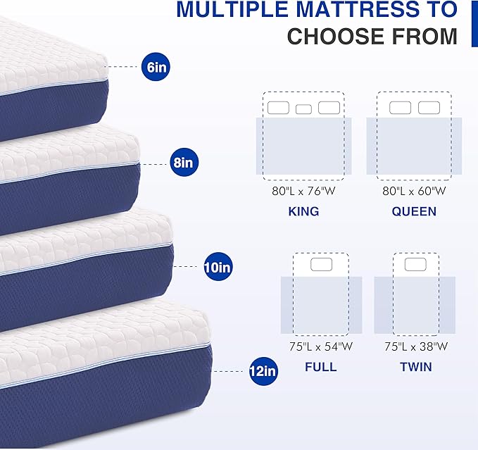 6 Inch Full Size Mattress, Gel Cooling Memory Foam Mattress in A Box, Medium Firm Feel for Back Pain Relief, CertiPUR US Certified
