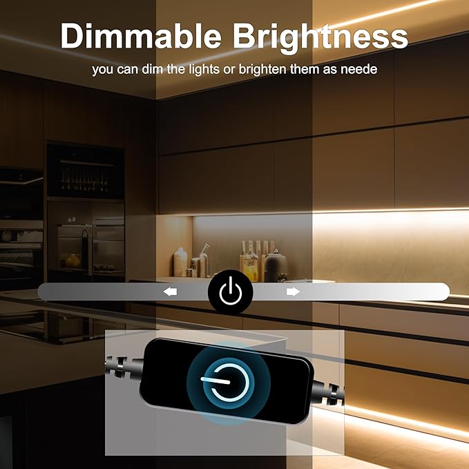 COB LED Strip,LED Strip Lights 3M/9.84ft,Touch Dimmable LED Strips,CRI90+,3000K Warm White cob led,960LEDs,24V LED Tape Lights,Indoor for Bedroom, Kitchen, TV, Mirror,Cabinet