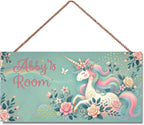 Personalized Signs Magic Rainbow Unicorn Sign Vintage Retro Wall Art Decoration Exquisite Decorative Signs Custom Name for Kids Room Wall Art Decor Nursery Decor For Kids Bedroom