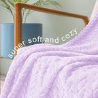 Exclusivo Mezcla Fleece Throw Blanket for Couch, 50x70 Inches Soft Cozy Jacquard Flannel Blankets, Lightweight Fuzzy Plush Warm Throws for Winter, Lilac Purple