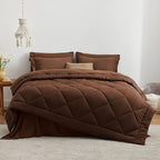 Love's cabin Twin Comforter Set Brown, 5 Pieces Twin Bed in a Bag, All Season Bedding Sets with 1 Comforter, 1 Flat Sheet, 1 Fitted Sheet, 1 Pillowcase and 1 Pillow Sham