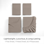 Mellanni Full Sheets Set - 4 PC Iconic Collection Bedding - Hotel Luxury, Extra Soft, Cooling Bed Sheets - Wrinkle, Fade, Stain Resistant (Full, Tan)
