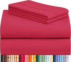 LuxClub 4 PC Sheet Set Bed Sheets Deep Pockets 16" Eco Friendly Wrinkle Free Cooling Machine Washable Hotel Bedding Silky Soft - Red King