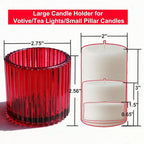VOHO Red Votive Candle Holders for Christmas Valentines Day Decoration, Vintage Ribbed Tea Lights Candle Holder for Wedding, 6pcs Large Tealight Candle Holder for Votives Tea Lights(2.75'' x 2.56'')