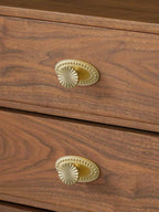 5 Pack Brushed Gold Cabinet Knobs with Base Brass Flat Drawer Pulls Kitchen Cupboard Bathroom Dresser Cabinet Hardware Handles Zinc Alloy