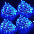 Bright Zeal 66 Ft 200 LED 8 Mode Blue Christmas Fairy Lights Battery Operated with Timer and Remote - 8 Modes Christmas String Lights Outdoor Waterproof Twinkle Xmas Lights Silver Wire String Lights