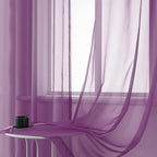 45 Inch Length Purple Short Sheer Curtains for Kitchen Small Windows Set of 2 Panels Grommet Window Semi Voile Drapes Purple Sheer Curtains for Living Room Kids Decor Dark Royal Purple 52x45 Long