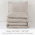 Litanika Linen Grey Comforter Set King Size, 3 Pieces Lightweight Solid Bedding Comforter Set, All Season Fluffy Bed Set (104x90In Comforter & 2 Pillowcases)
