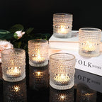 48pcs Votive Candle Holders for Home Decor, Clear Glass DIY Wax Filling Tealight Candle Holders, Tea Light Candles Holder for Wedding Table Decoration