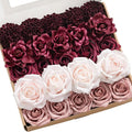Ling's Moment Artificial Flowers Fake Silk Roses Faux Foam Dahlia Gardenia Combo for DIY Wedding Bouquets Centerpieces Arrangements Bridal Shower Party Home Decorations, Marsala & Dusty Rose, 24pcs