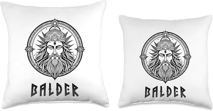 Nordic Vikings Legends Old Norse Mythology Gods Nordic Scandinavian Legends Old Norse Mythology Gods Balder Throw Pillow, 18x18, Multicolor