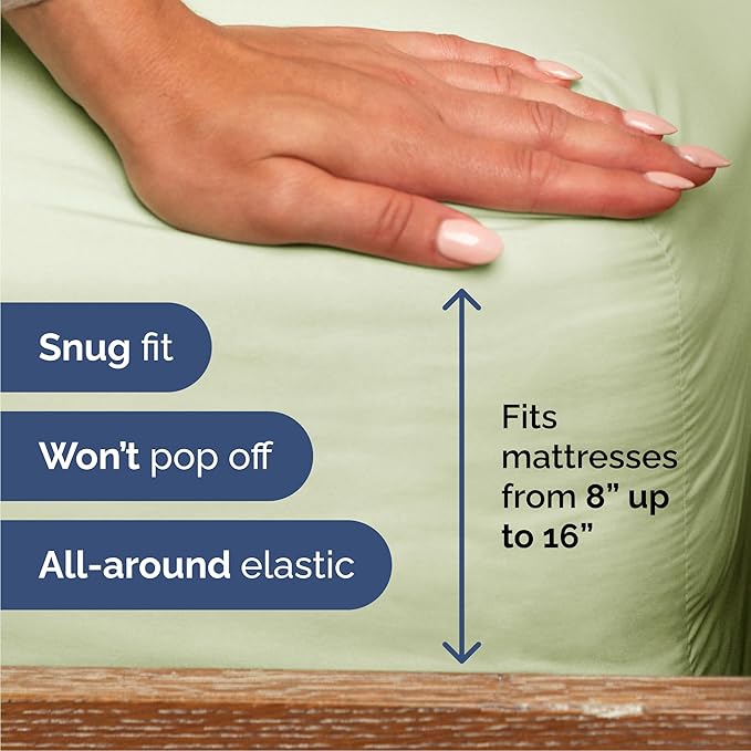 Queen Size 4 Piece Sheet Set - Comfy Breathable & Cooling Bed Sheets Set - Hotel Luxury Bedding for Women, Men, Kids, Teens, Boys & Girls - Deep Pockets and Wrinkle Free - Oeko-Tex - Light Sage Green