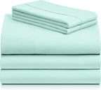 LuxClub 5 PC Sheet Set Bed Sheets Deep Pockets 16" Eco Friendly Wrinkle Free Cooling Machine Washable Hotel Bedding Silky Soft - Aquamarine Split King