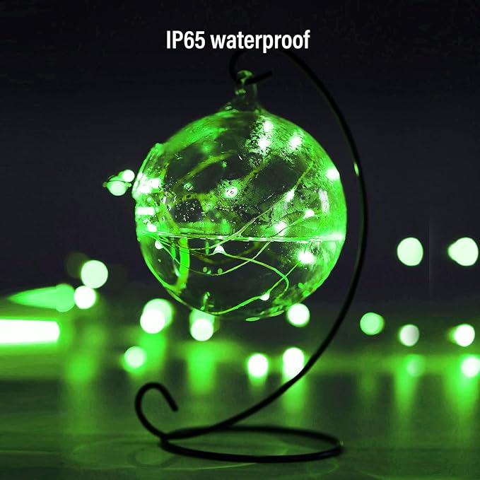 Mini St. Patrick's Day Fairy Lights Battery Operate, 2 Pack Copper Wire 3*AAA Battery Powered Led Starry Fairy String Lights for Bedroom, Christmas, Party, Wedding, Decoration(5m/16ft Green)