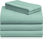LuxClub 5 PC Split King Sheet Set Bed Sheets Deep Pockets Wrinkle Free Cooling Sheets Machine Washable Hotel Bedding Silky Soft - Light Teal Split King