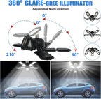 LED Garage Lights Bulb 10+1 Panels 2 Pack -200W, 20000LM 6500K Led Shop Light with 6+1 Deformable Panels, Ceiling Lights for Basement Barn Light Garage