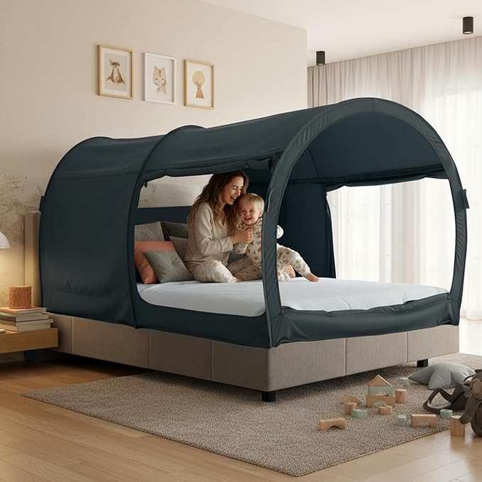 LEEDOR Bed Tent Dream Tents Bed Canopy Shelter Cabin Indoor Privacy Warm Breathable Pop Up Twin/Full/Queen for Kids and Adult Patent Pending(Mattress Not Included)