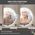 40"×28" LED Bathroom Mirror with Lights, Asymmetrical Smart Vanity Mirrors Wall-Mounted with Backlit, Anti-Fog Half Moon Mirror, Stepless Dimmable-3 Colors-Tempered Glass