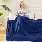 Soft Travel Size Blanket All Season Warm Fuzzy Microplush Lightweight Thermal Fleece Blankets for Couch Bed Sofa,Throw,50x61 Inches,Royal Blue