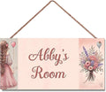 Personalized Name Sign Girl and Flowers Decor For Girls Room Baby Nursery Kids Bedroom Wood Plaque Hanging Wall Art Decor For Boys Room