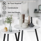 BAMEOS Bamboo Nesting Triangle End Table,Set of 2 Coffee Table Modern Minimalist Side Table for Living Room (Marble White)