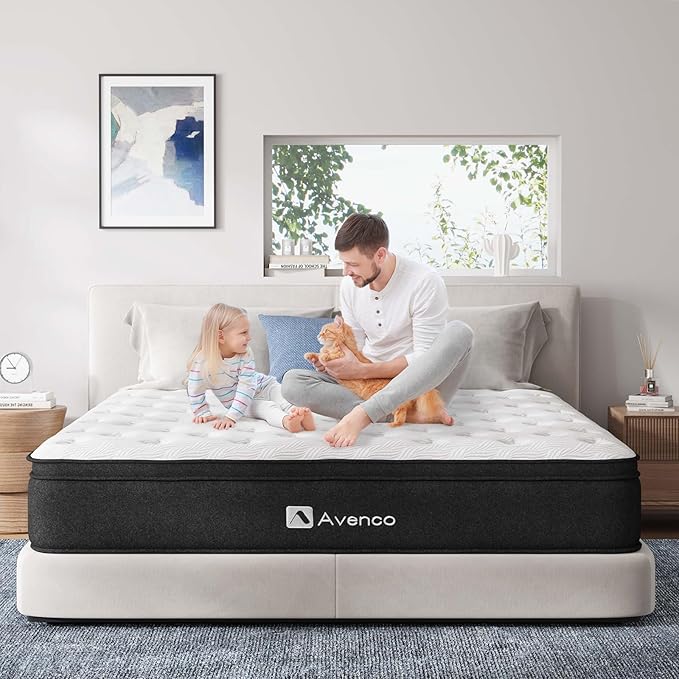 Avenco Full Mattress, 12 Inch Hybrid Mattress with Gel Memory Foam, Bamboo Charcoal and Individually Pocket Innerspring Mattress in a Box for Motion Isolation, Edge Support, CertiPUR-US Certified