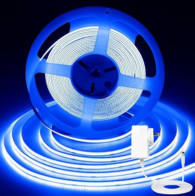 iNextStation COB LED Strip Light Blue 32.8FT 10M, DC24V CRI 93+ Dimmable Flexible LED Tape Lights for Bedroom, Kitchen, TV Backlight, Cupboard, Wardrobe, Home Lighting Decor