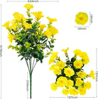 Artificial Faux Flowers for Outdoor 16 Bundles Boxwood Fake Morning Glory for Planter,UV Resistant Fake Flowers for Home Porch Patio Outside（Yellow）