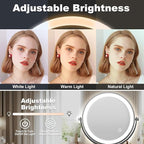 9" Large Height Adjustable Makeup Mirror With Magnification 10X/1X, 4000mAh Rechargeable Led Magnifying Vanity Mirror with Lights, Folding Boom & 360°Swivel 2-Sided Travel Cosmetic Mirror - Chrome