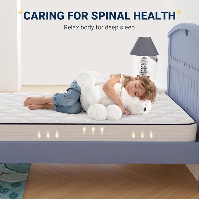 Avenco 8 Inch Queen Size Mattress, Foam and Spring Hybrid Mattresses in a Box, Medium Soft, Breathable Fabric & Adaptive Support, CertiPUR-US Certified, Queen Mattress in Guest and Kids Bedroom