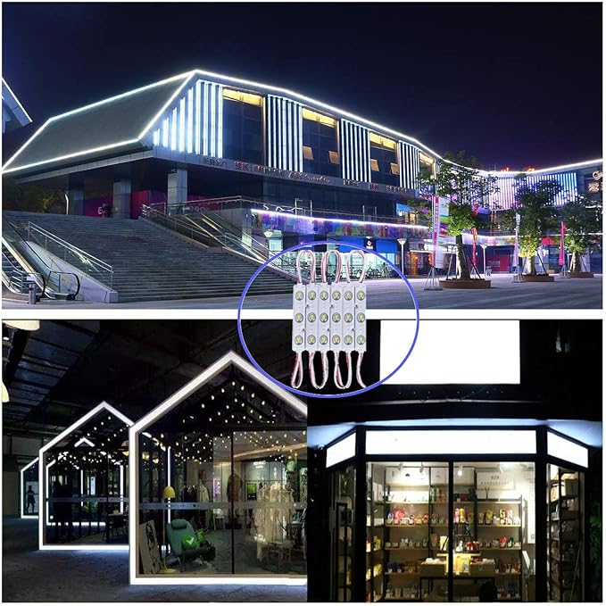 LED Module Windows Lights - 3000K White, 100pcs, 49.8 Ft, 5730 SMD, 150LM Per Module, IP65 Waterproof for Advertising Signs With Tape Adhesive Backside (No Power Supply)