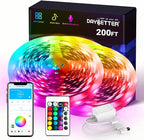 DAYBETTER Smart RGB Led Strip Lights, 200ft Led Lights for Bedroom with App Control, Multicolor Changing Led Light Strips Apply for Home Decor, Living Room, Kitchen, Home Party Decoration
