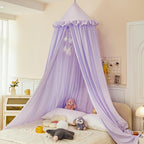 dix-rainbow Princess Decor Canopy for Kids Bed, Soft and Durable Bed Canopy for Girls Room Tent Canopy Dreamy Mosquito Net Bedding, Children Reading Nook Canopies Indoor (Purple)