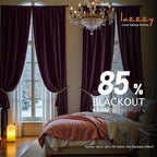 Lazzzy Velvet Blackout Curtains Thermal Insulated Room Window Drapes Super Soft Luxury Curtains for Living Room Bedroom Rod Pocket 2 Panels, Lavender Purple, 52" W x 84" L