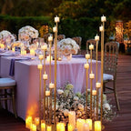 2pcs 9 Arm Candelabra,Floor Candle Holders Tall Set for Wedding Aisle Decoration,Gold Candelabras for Fireplace,Candle Stand Fit for Flameless or Wax