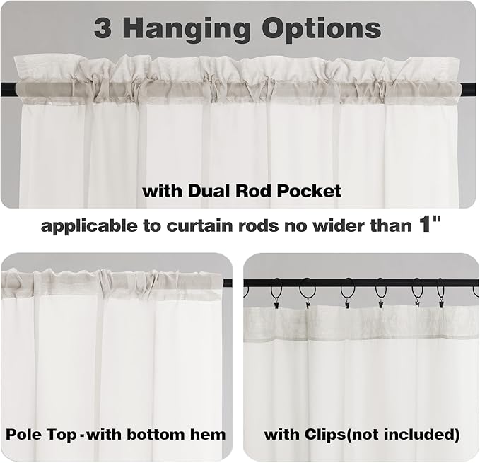 Chyhomenyc Ivory Sheer Curtains 90 Inches Long 2 Panels, Light Filtering Ivory Curtains for Living Room, Soft Gentle Voile Rod Pocket Bedroom Window Drapes, 59Wx90L Inch, 2PCS