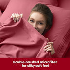 Mellanni Extra Deep King Sheets - 4 PC Iconic Collection Bedding - Hotel Luxury, Ultra Soft, Cooling Bed Sheets - Wrinkle, Fade, Stain Resistant (King, Brick Red)