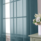 Aiyufeng Dusty Blue Sheer Curtains 90 Inches Long 2 Panels Set, Light Filtering Soft Airy Voile Rod Pocket Dusty Blue Sheer Window Drapes for Bedroom Living Room, Each 42Wx90L Inches