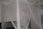 OctoRose Four Post Mosquito Net for Bed Canopy -Fits Queen, King, California King Beds-Indoor & Outdoor Use- Cream