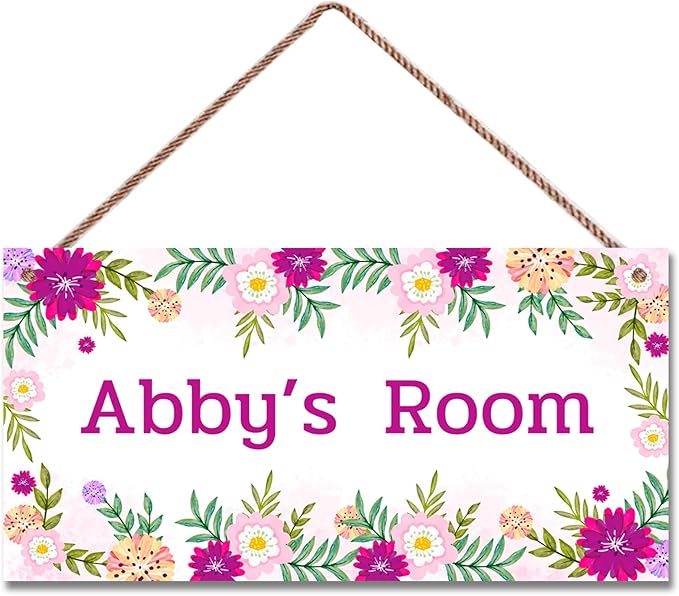 Personalized Flower Sign For Kids Room Boys Bedroom Door Decor,Custom Name Wall Art Decor Decorative Plate for Girls Room Nursery Little Man Cave